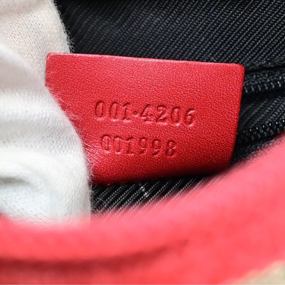 GUCCI Logo GG Pattern Shoulder Bag Canvas Leather Red Black Gold Italy 68HB984 - Picture 16 of 16